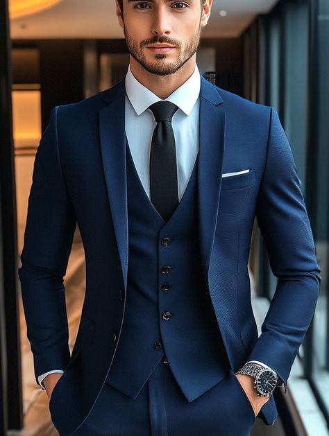 Experience the elegance of our tailored navy suits. Visit our website to find your perfect fit.   https://suitcentury.com/suits/navy-suit  #SharpStyle #MensWear #menssuitstyle #mensfashion #menssuits #mensstyle #suitstyle #suits #menstyle #suitup #menswear #suitandtie #men #dapperfashion #style #suitsformen #mensfashionblog #suited Tie With Navy Blue Suit, Navy Blue Suit Men Wedding, Tuxedo For Men Wedding Classy, Dark Blue Suit Wedding, Wedding Dress For Boys, Dark Navy Blue Suit, Navy Blue Suit Men, Dc Winter, Suits For Guys