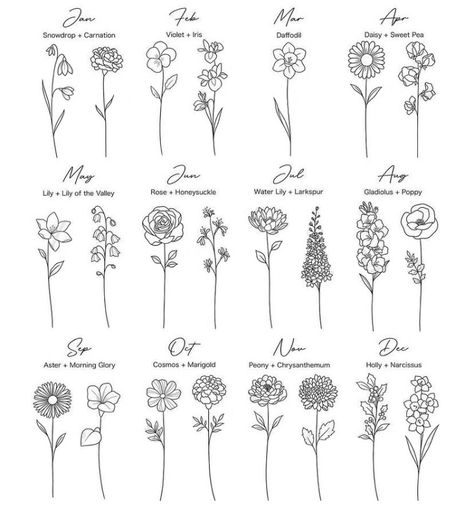 Flower Cute Tattoo, Things That Represent August, Small Birth Month Flower Tattoo, Month Birth Flowers Tattoo Ideas, December And June Flower Tattoo, November And February Flower Tattoo, September Birthday Flower, November Birth Flower Tattoo Peony, Small November Flower Tattoo