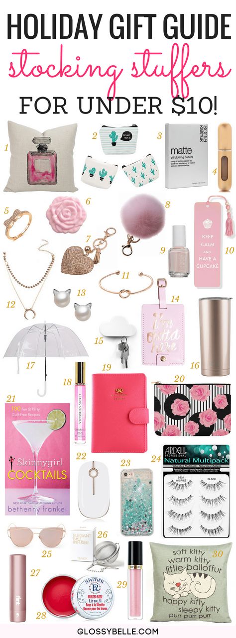 If you're looking to purchase a Christmas gift as a small token of appreciation, here are 30 awesome stocking stuffer ideas and they're all for $10 or less! | stocking stuffers | gift ideas | christmas | christmas gifts | holiday gifts | gifts for girls | girly gifts | makeup | accessories Makeup Christmas Gifts, Diy Stocking Stuffers, Diy Stockings, Stocking Stuffers For Girls, Stocking Stuffer Ideas, Girly Gifts, Stocking Stuffer Gifts, Christmas Stocking Stuffers, Wrapping Ideas