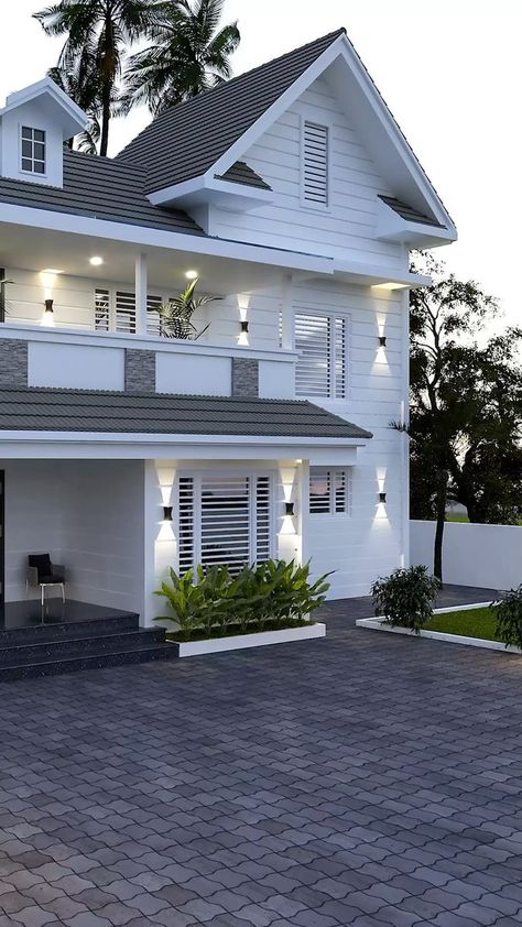 Home Design Logo, Home Design Color, Small House Design Kerala, Design Logo Ideas, Indian House Exterior Design, Farmhouse Architecture, Latest House Designs, Building House Plans Designs, Kerala House Design