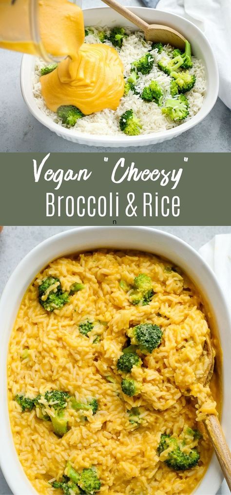 Vegan Cheesy Broccoli, Broccoli And Rice Casserole, Broccoli And Rice, Vegan Casserole, Cheesy Broccoli, Vegan Side Dishes, Vegan Comfort Food, Vegan Meal Prep, Vegan Meal