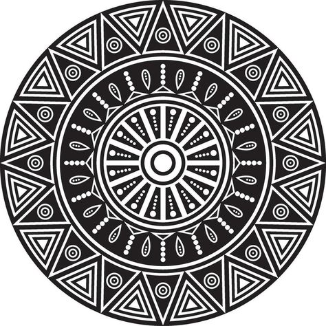 Vector monochrome round Native American ornament. Patterned circle from triangles of Indians of various tribes of America. Incas, Maya, Aztecs, Marlborough. Native American Mandala, Mandala Making, Lippan Art, Native Design, Graphic Design Pattern, Aztec Designs, Circular Pattern, Circle Pattern, Design Patterns