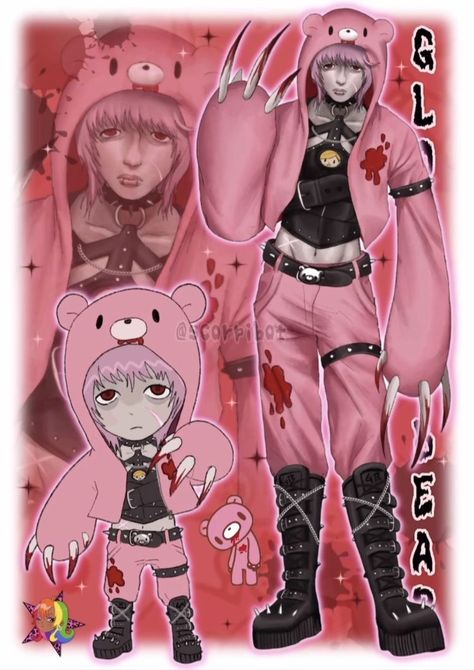 Scorpibot Sanrio, Scorpibot Art, Gloomy Bear Fanart, Gloomy Bear Human, 2000s Art Style, Gloomy Bear, Hello Kitty Art, Cute Art Styles, Creepy Cute