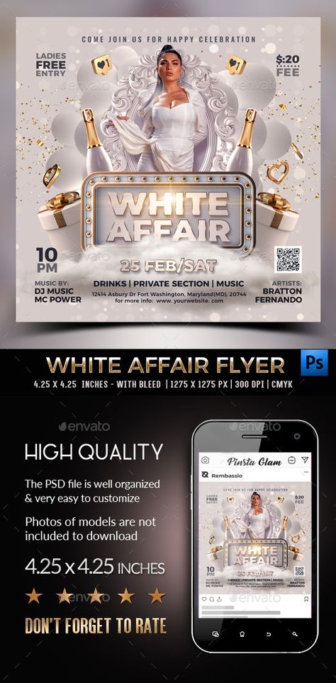 White Affair Flyer Template - Clubs & Parties Events All White Party Flyer, Free Psd Flyer Templates, Free Psd Flyer, Dj Party, Psd Flyer Templates, All White Party, Birthday Flyer, Club Flyers, Party Background