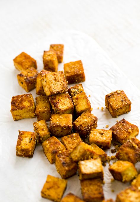 Tofu Croutons, Tofu Couscous, Healthy Crouton Alternative, Crispy Shredded Tofu, Herb Crusted Tofu, Vegan Parmesan Cheese, Light Snacks, Vegan Parmesan, Smitten Kitchen