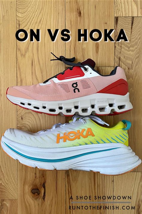 Comparing two styles of running shoes from stability to cushion to see what's best for you Hoka Shoes Woman, Cute Running Outfit, Best Workout Shoes, Cute Running Shoes, Best Gym Shoes, Hoka Running, Womens Workout Shoes, Stylish Running Shoes, Cloud Shoes