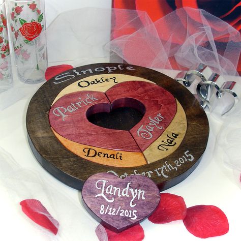 Unity Ceremony Wedding Puzzle Unity Ceremony Alternative Custom Designed Personalized Blended Family Puzzle Wooden Tray Puzzle Heart Puzzle by PuzzledOne on Etsy Blended Family Wedding, Wedding Ceremony Unity, Wedding Puzzle, Family Puzzle, Fresh Rose Petals, Wedding Flower Packages, Heart Puzzle, Unity Ceremony, Wedding Unity