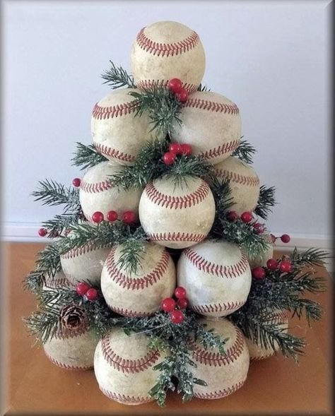 How to Make a Baseball Christmas Tree Diy Christmas Tree Decorations, Baseball Christmas Tree, Baseball Christmas, Diy Christmas Tree Topper, Flocked Christmas Trees Decorated, Minimalist Christmas Tree, Christmas Tree Decorations Diy, Bold Letters, Pencil Christmas Tree