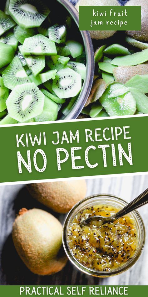 Canning Kiwi Fruit, Kiwi Jam Canning, Canning Kiwi, No Pectin Jam, Jam Recipes No Pectin, Kiwi Jam Recipe, Kiwi Fruit Recipes, Shiso Recipe, Homemade Jam Recipes