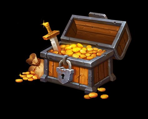 ArtStation - Treasure Chest, Betty Jiang Treasure Games, Pirate Games, Props Concept, Game Props, Samurai Jack, Destiny's Child, Game Dev, Game Icon, Prop Design