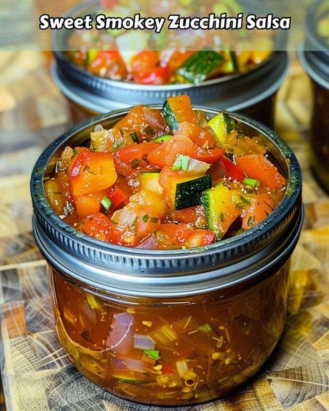 Sweet Smokey Zucchini Salsa, Zucchini Salsa, Fruit Salsa Recipe, Salsa Canning Recipes, Salsa Ingredients, Fruit Salsa, Salsa Recipe, Canning Recipes, Veggie Recipes