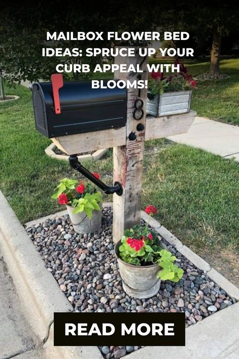 Mailbox with a flower bed featuring colorful blooms, showcasing a curb appeal idea. Pretty Mailbox Ideas Curb Appeal, Mail Box Ideas Curb Appeal, Mailbox Ideas Curb Appeal, Mailbox Curb Appeal, Mailbox Flower Bed Ideas, Mailbox Flower Bed, Mailbox Flowers, Brick Mailbox, Succulent Wall Garden