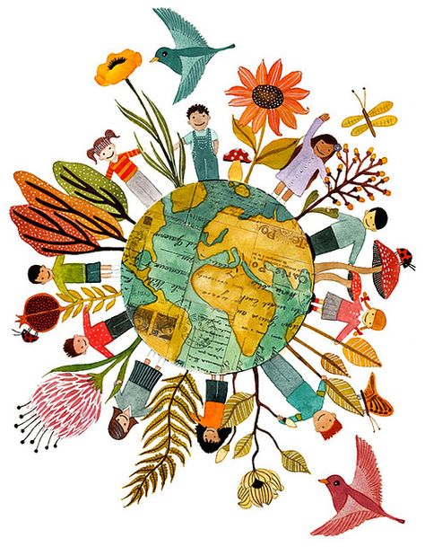 Geninne D Zlatkis Earth Illustration, Miss You Guys, Earth Art, Art And Illustration, Environmental Art, Cool Stuff, Whimsical Art, Art Plastique, Keep On