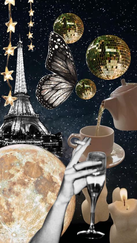 #nightsky #stars #eiffeltower #paris #tea #moons #vintage #blackandwhite #staraesthetic #nightlife #nightlifeaesthetic A Night In Paris Theme, Paris Prom Theme, Bach Themes, Paris Prom, Paris Tea, Night In Paris, Prom Theme, Glam Party, Paris At Night