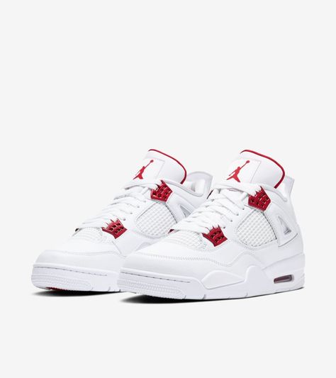 Jordan 4 Red Metallic, Nike Jordan Retro 4, Jordan 4 Metallic Red, Jordans 4, Cute Jordans, Jordan 4 Red, Original Air Jordans, Nike Snkrs, Nike Shoes Girls