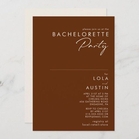 Simple Desert | Dark Cinnamon Bachelorette Party - Popular Zazzle Product! Best choice, tags : #invitations, #tshirt, #card, #InvitationsCard, #legging, #trending, #holiday Wedding Brunch Invitation, Western Bridal Showers, Simple Desert, Minimalist Western, Lingerie Shower Invitations, Boho Bridal Shower Invitations, Vintage Desert, Catherine Bach, Brunch Bubbly