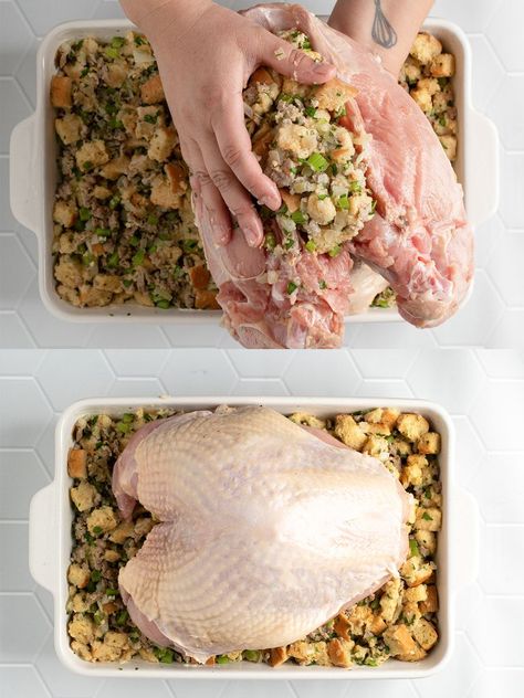 Turkey Breast And Stuffing, Thanksgiving Turkey Breast, Herb Roasted Turkey Breast, Stuffing Thanksgiving, Sausage And Mash, Cooking Turkey Breast, Herb Roasted Turkey, Sage Sausage, Turkey Breast Recipe