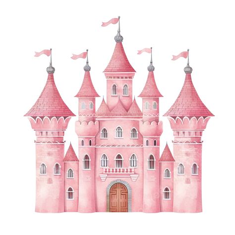 Nursery Princess, Castle Cartoon, Castle Clipart, Castle Illustration, Holiday Cartoon, Pink Castle, Baby Shower Clipart, Pink Palace, Clipart Baby