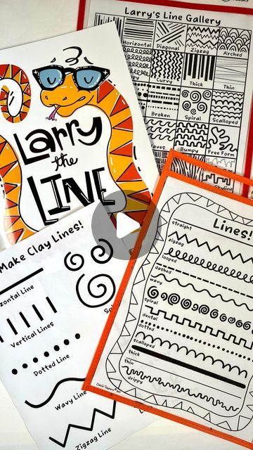 Cassie Stephens on Instagram: "I have loved seeing Larry the Line in your art rooms, homeschool classrooms or on your bookshelf! When I first shared the modeling clay sheet, I got tons of requests for it. I knew I had to include it in my digital downloads❤️  If you would like a direct link to Larry the Line the book or the downloads just drop LINK below OR…check my stories or the link in my bio.  Happy Monday!" Larry The Line Art Project, Cassie Stephens Line, Second Grade Line Art Projects, Line Art For Kindergarten, Elementary Art Line Projects, 2nd Grade Line Art Lesson, First Week Of Art Class Elementary, Line Lessons Elementary Art, Line Projects For Elementary