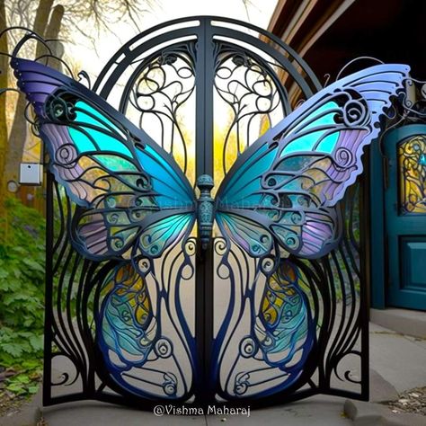 Stained Glass Gate, Amazing Gates, Fantasy Furniture, Fantasy Decor, زجاج ملون, Crochet Work, Fantasy House, Beautiful Doors, Gate Design