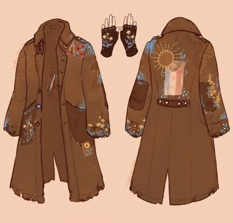 Dnd Character Accessories, Coat Character Design, Inventor Outfit, Coats Drawing, Alchemist Outfit, Coat Reference, Coat Drawing, Character Design Outfits, Dnd Outfits