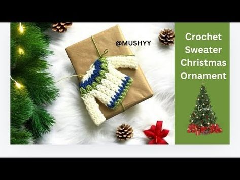 Crochet Sweater Christmas Ornament 🎄EASY Tutorial for Beginners✨#howtocrochet #crochettutorial - YouTube Crochet Sweater Ornaments Free Pattern, Sweater Ornament Crochet, Crochet Sweater Ornament Pattern, Mini Crochet Sweater, Crochet Christmas Sweater Ornament, Crochet Sweater Ornament, Ugly Christmas Sweater Pattern, Crochet Christmas Gifts, Gift Wrapping Techniques