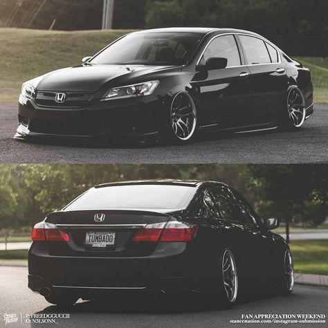 StanceNation on Instagram: “Fan Appreciation Weekend | Photo by: @freedgguccii #stancenation” Slammed Honda Accord, 9th Gen Accord, Honda Accord Rims, 2013 Honda Accord Sedan, Honda Inspire, Honda Accord 2015, Honda Accord Custom, Honda Vtec, 2013 Honda Accord