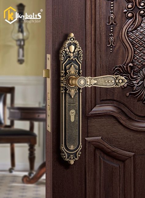 House Front Door Design, Iron Entry Doors, Fancy Stuff, Door Knobs And Knockers, Elegant Doors, Wooden Main Door, Door Handles Interior, Wooden Main Door Design, Ceiling Design Living Room