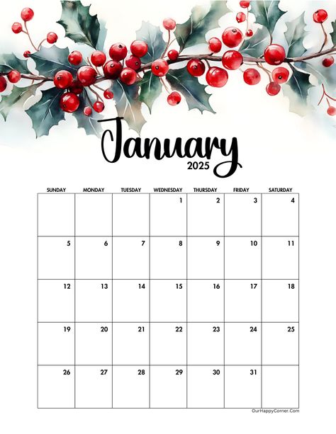 January 2025 Calendar Free Printables - Our Happy Corner Free Printable Calender, Printable Calender, Calender Printables, Agenda Design, Printable Calendar Pages, Plan Your Month, Planner Themes, Floral Calendar, Floral Minimalist