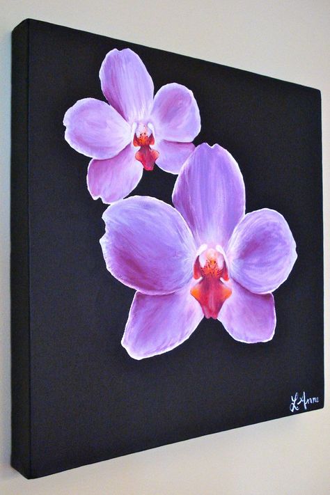 Hawaiian Flower Drawing, Bild Gold, Orchid Painting, Orchid Drawing, Orchids Painting, Arte Inspo, Arte Sketchbook, Flower Art Painting, Art Inspiration Painting