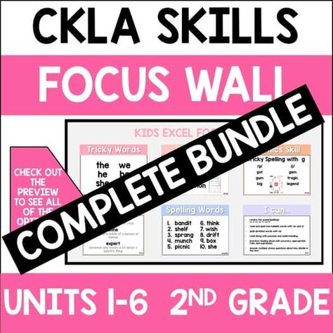 2nd Grade CKLA Skills Focus Wall COMPLETED BUNDLE by Elementary with Elyse Literature Activities, Focus Wall, Tricky Words, 2nd Grade Ela, 2nd Grade Classroom, Learning Time, New Classroom, Spelling Words, Teaching Classroom