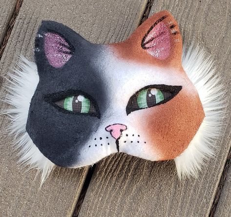 Calico Cat Mask, Calico Cat Therian Mask, Bling Phone Cases Diy, Cardboard Masks, Therian Cat, Therian Gear, Therian Masks, Cat Masks, Cardboard Mask