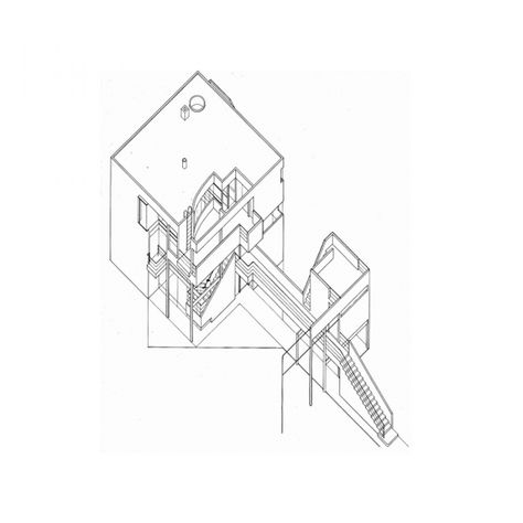 Hanselmann House, Graves Drawing, John Hejduk, Peter Eisenman, Presentation Techniques, Princeton New Jersey, Michael Graves, Fort Wayne Indiana, Simple Line Drawings