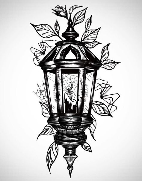 Nurse Lantern Tattoo, New Orleans Lantern Tattoo, Night Light Tattoo, Vintage Lantern Tattoo, Fall Halloween Tattoos, Candle Lantern Tattoo, Lantern Tattoos, Lantern Tattoo Design, Tato Phoenix