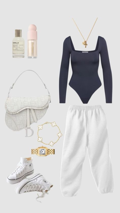 Sweatpants Outfit Layout, Clean Girl Outfits Summer, Sweatpants Outfit, Fashion Top Outfits, Outfit Layout, Vanilla Girl, Casual Preppy Outfits, Trendy Outfits For Teens, Cute Lazy Day Outfits