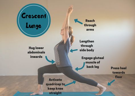 Crescent Lunge Yoga Pose, Crescent Lunge Yoga, Lunge Stretch, Lunges Benefits, Energizing Yoga Poses, Yoga Sanskrit, Crescent Lunge, Energizing Yoga, Therapeutic Yoga