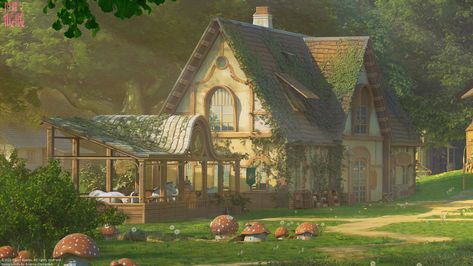 ArtStation - Homing Pigeon Forest Stable, Arseniy Chebynkin Fantasy Farmhouse Concept Art, Fantasy Stables Concept Art, Fantasy Stables, Games Background, Linden Homes, Fantasy Backgrounds, Scene Illustration, Homing Pigeons, Wattpad Background