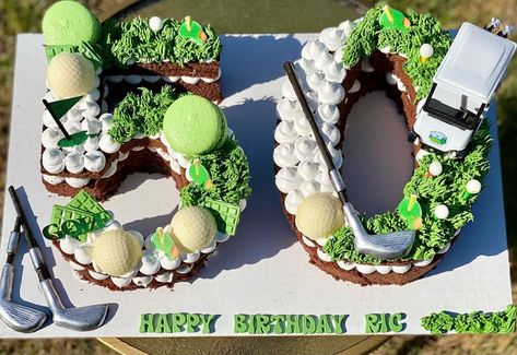 21st Birthday Golf Cake, Golf Theme Sheet Cake, Golf Dessert Ideas, 50th Golf Birthday Ideas, Golf Cookie Cake, Golf Sheet Cake, Golf Cake Ideas, 50th Bday Cake, Golf Course Cake