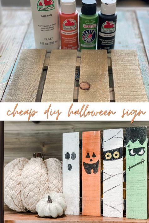 cheap diy Halloween sign - Re-Fabbed Cheap Diy Halloween, Party Ideas Halloween, Halloween Signs Diy, Cheap Halloween Diy, Halloween Outdoor Decoration, Halloween Decor Diy, Easy Diy Halloween Decorations, Hallowen Ideas, Homemade Halloween Decorations