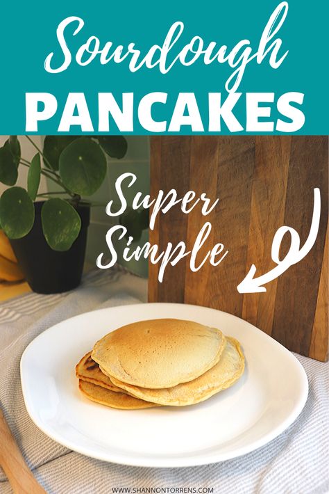 Simple Sourdough Pancakes - Easy to make and only a few ingredients. Homemade Vegan Pancakes Easy, Quick Sourdough Pancakes, Homemade Pancake Recipe No Baking Powder, Simple Sourdough Discard Pancakes, Sourdough Starter Pancakes, Simple Vegan Pancakes, Sourdough Pancakes Recipe, Home Made Puff Pastry, Heath Food