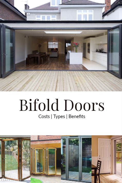 Bi-fold doors, also known as bi-folding or sliding folding doors are a popular external door option in the UK. A fantastic way to open up your home in the warmer months and provide more light all year round. FInd benefits of bifold doors here Coastal Bifold Doors, Kitchen With Bifold Doors, Kitchen Bifold Doors, Bifold Doors Kitchen, Bi Folding Doors Kitchen, Dormer Ideas, Reno House, Extension Kitchen, Bi Fold Doors