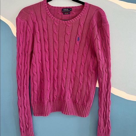 Purple Polo Ralph Lauren Cable Knit Sweater Polo Sweater Outfit, Ralph Lauren Cable Knit Sweater, Red Cable Knit Sweater, School Sweater, Ralph Lauren Cable Knit, Ralph Lauren Sweaters, Polo Sweater, Ralph Lauren Sweater, Cable Knit Sweater