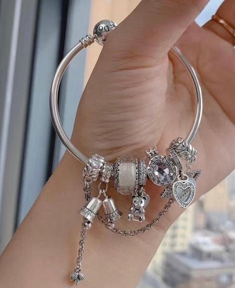 From inst : silver_fromjoy Watches Women Simple, Pandora Bracelet Charms Ideas, Bracelet For Girls, Dior Jewelry, Jewelry Accessories Ideas, Pandora Bracelet Charms, Crystal Beads Bracelet, Jewelry Lookbook, Cute Bracelets