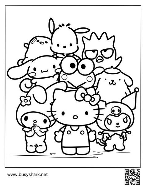 Sanrio Characters free coloring page - Busy Shark Sanrio Characters Coloring Pages, Hello Kitty Imagenes, Hello Kitty Colouring Pages, Hello Kitty Crafts, Kitty Coloring, Hello Kitty Coloring, Kitty Drawing, Hello Kitty Drawing, Cartoon Coloring Pages