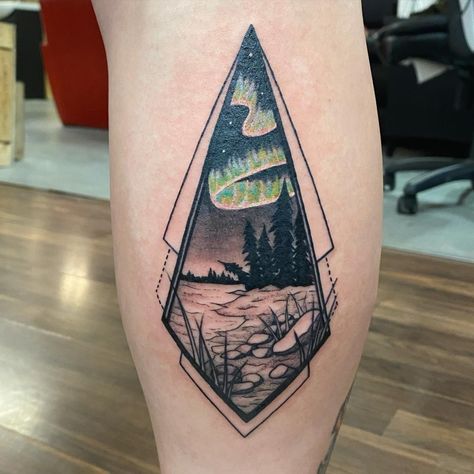 Northern Tattoo Ideas, Northern Lights Tattoos, Heather Tattoo, Norway Tattoo, Lights Tattoo, Northern Lights Tattoo, Michigan Tattoos, Tattoo Black And White, Tattoo 2023