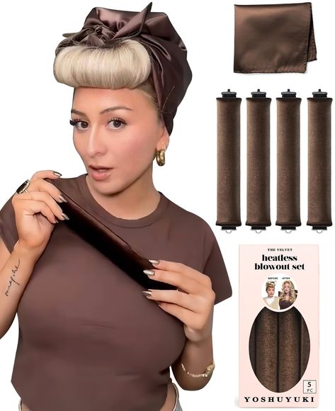 PRICES MAY VARY. GET CURLS WITHOUT HAIR DAMAGE: Traditional heated rollers hair styling accessories tools can cause damage to hair over time, but these heatless hair curlers rollers offer a healthier alternative, promoting stronger and healthier hair. Adorn yourself with a true original overnight heatless curls headband. Each hand-assembled piece overnight hair curlers wand carries its own distinct charm, reflecting the love and craftsmanship poured into its creation. HEATLESS CURLING SET FOR AL Hair Curlers Overnight, Hair Curler Wand, Hair Wraps For Sleeping, Blowout Curls, Foam Rollers Hair, No Heat Hair Curlers, Heatless Curls Overnight, Hair Curlers Rollers, Heatless Hair