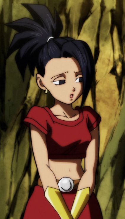 Kale Dbs Cute, Kale Dbs Fanart, Dbs Kale, Kale Dbs, Kale Dragon Ball, Downcast Eyes, Kale Kale, Shoulder Length Black Hair, A High Ponytail