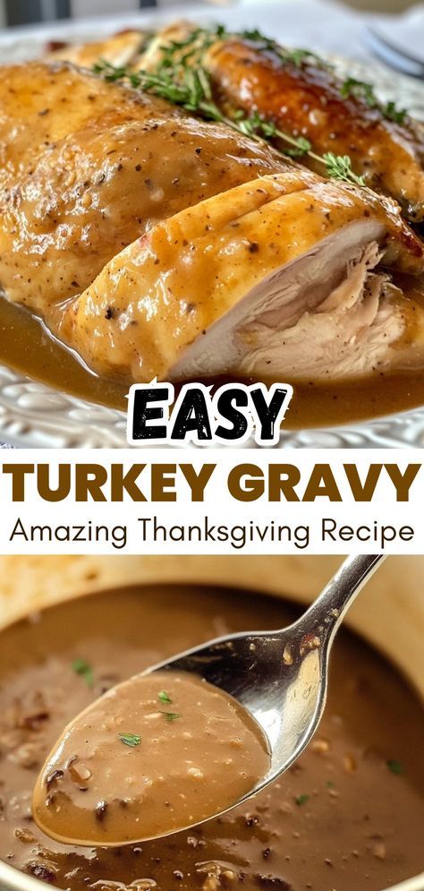 Make rich and flavorful Easy Turkey Gravy without any drippings! This simple recipe is perfect for Thanksgiving or any family meal. Just a few ingredients create a smooth sauce that's great over turkey, mashed potatoes, and more. You’ll love how easy it is to whip up this delicious gravy! Ideal for busy cooks looking for a quick solution. Gravy Recipe No Drippings, Turkey Gravy Without Drippings, Easy Turkey Gravy, Turkey Dressing Recipe, Gravy Homemade, Gravy Without Drippings, Turkey Gravy Recipe Easy, Best Turkey Gravy, Turkey Gravy From Drippings