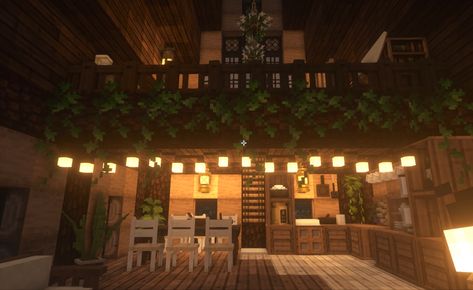 Cottage Minecraft House Interior, Loft Minecraft Houses, Loft Minecraft Ideas, Loft House Minecraft, Minecraft Two Story House Interior, Cozy Minecraft Houses Interior, Minecraft Loft Interior, Cottage Kitchen Minecraft, Minecraft Kitchen Aesthetic