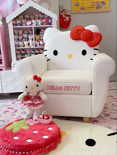 Hello Kitty Couch, Kitty Couch, Hello Kitty Furniture, Kitty Furniture, Bedroom Decor Cute, Hello Kitty Room, Kitty Room, Cute Bedroom, Sanrio Stuff